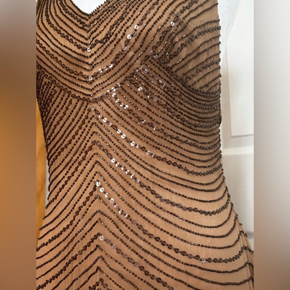 Adrianna Papell Formal Silk Sequin Beaded Event Gown - Picture 6 of 14